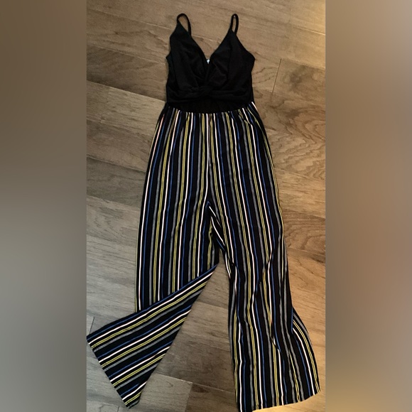 Ellie & Kate Pants - Stretchy Wide Leg Jumpsuit Striped